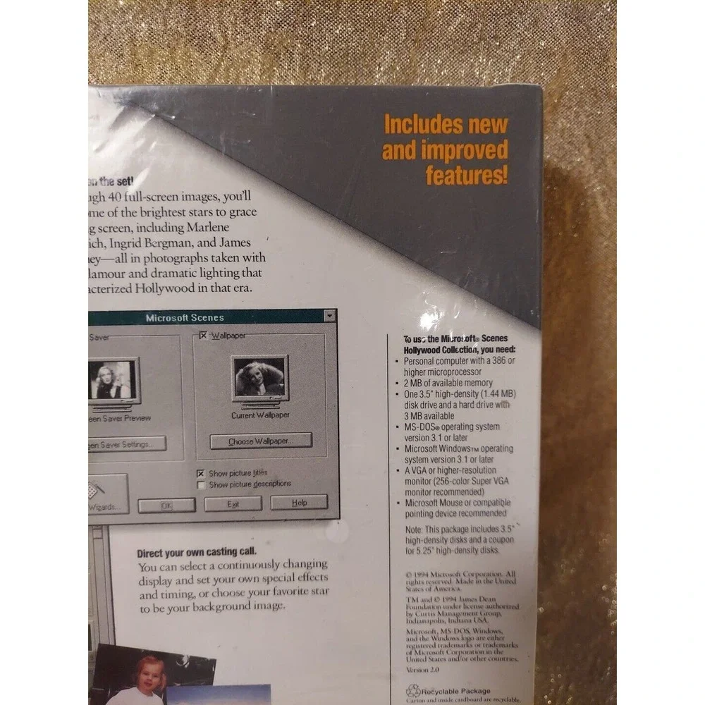Microsoft Scenes Hollywood Collection Screen Saver Vintage Rare New NOS 1994